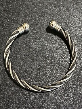 19.  Silver & Black Twisted Cable Cuff Bracelet
